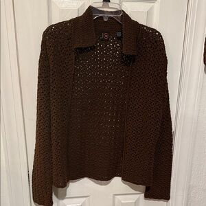 Women's Brown Crochet Cardigan